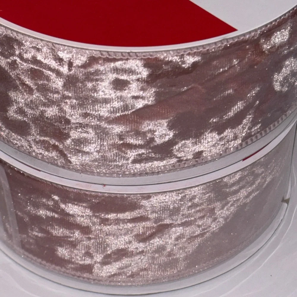 Rose Gold Velvet Ribbon 2.5 Inch Velvet Wired Ribbon Rose Gold Ribbon Set of TWO